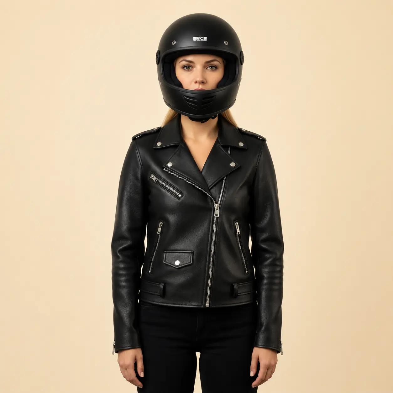Genuine leather biker jacket